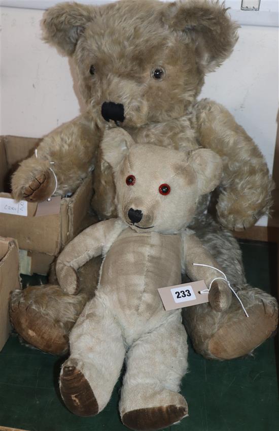 A large 1930s Merrythought bear, good condition, and a Chiltern 1950s, bald